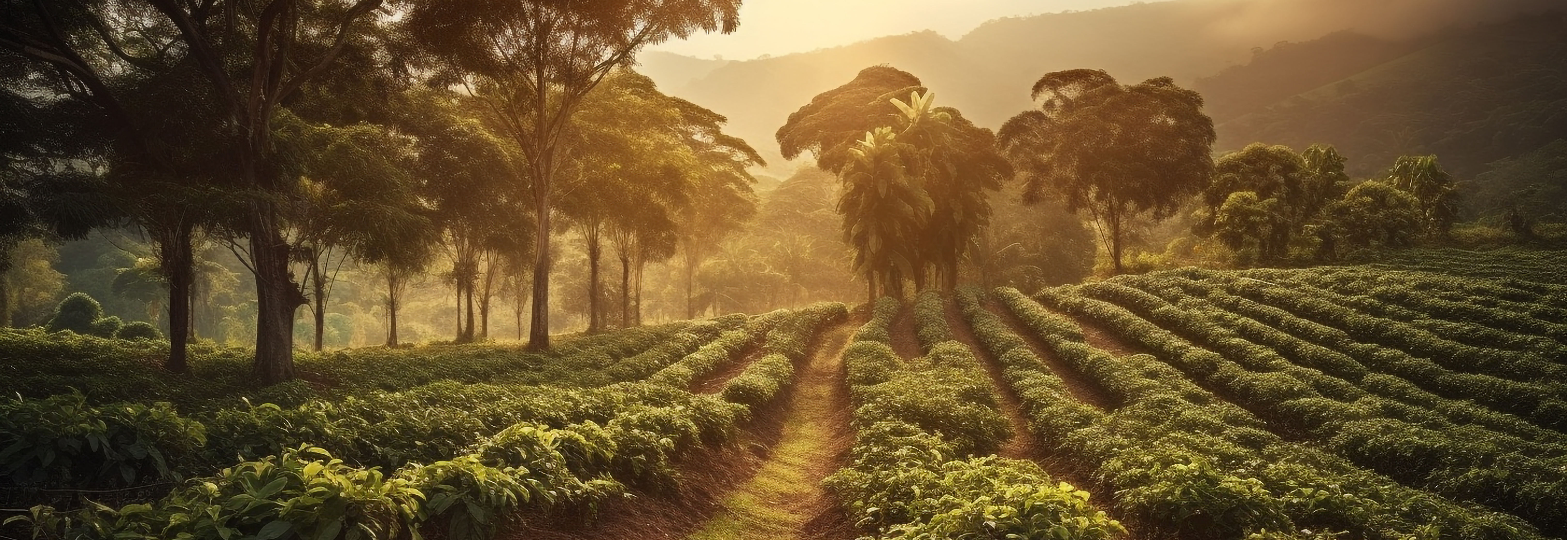 Green leaves on tea crop in mountain meadow generative AI